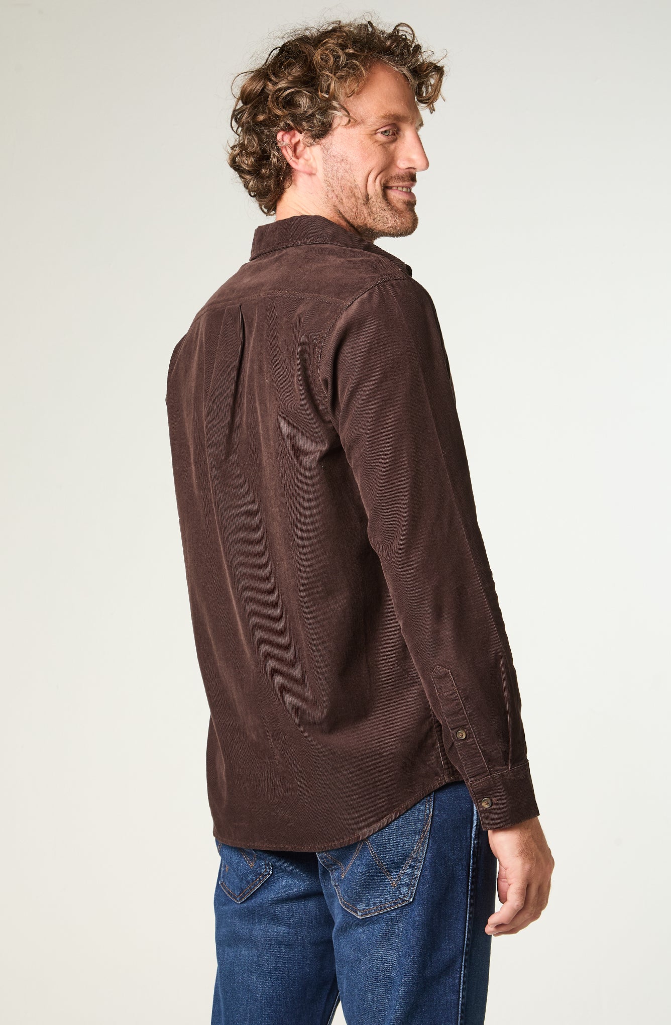 Camisa Hombre 1 Pocket Cotelé Café Oscuro