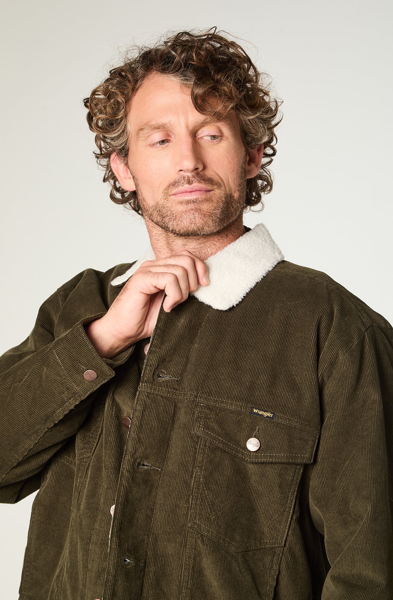 Chaqueta Hombre Sherpa Cotelé Regular Verde