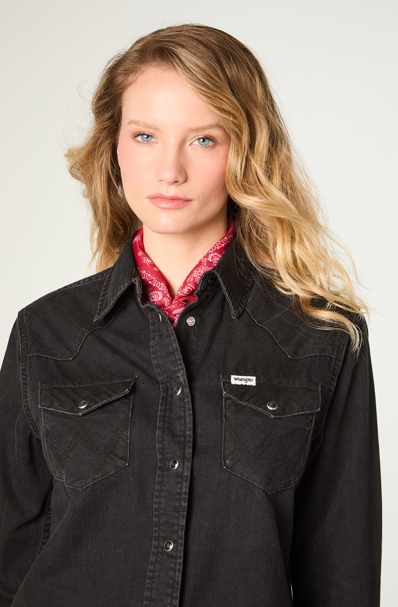 Camisa Mujer Denim Ml Black