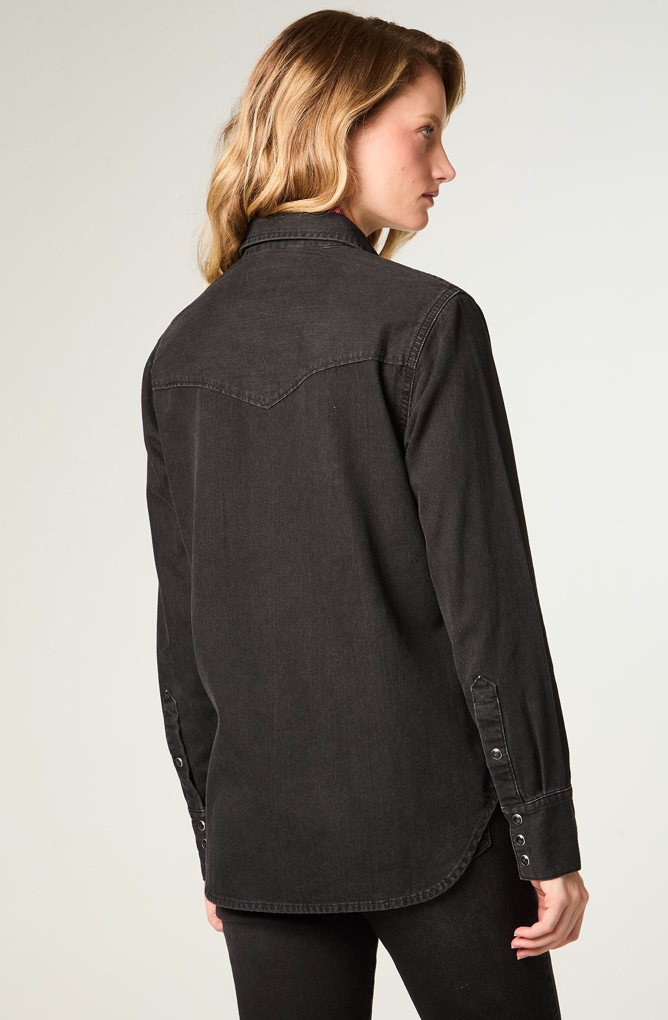 Camisa Mujer Denim Ml Black