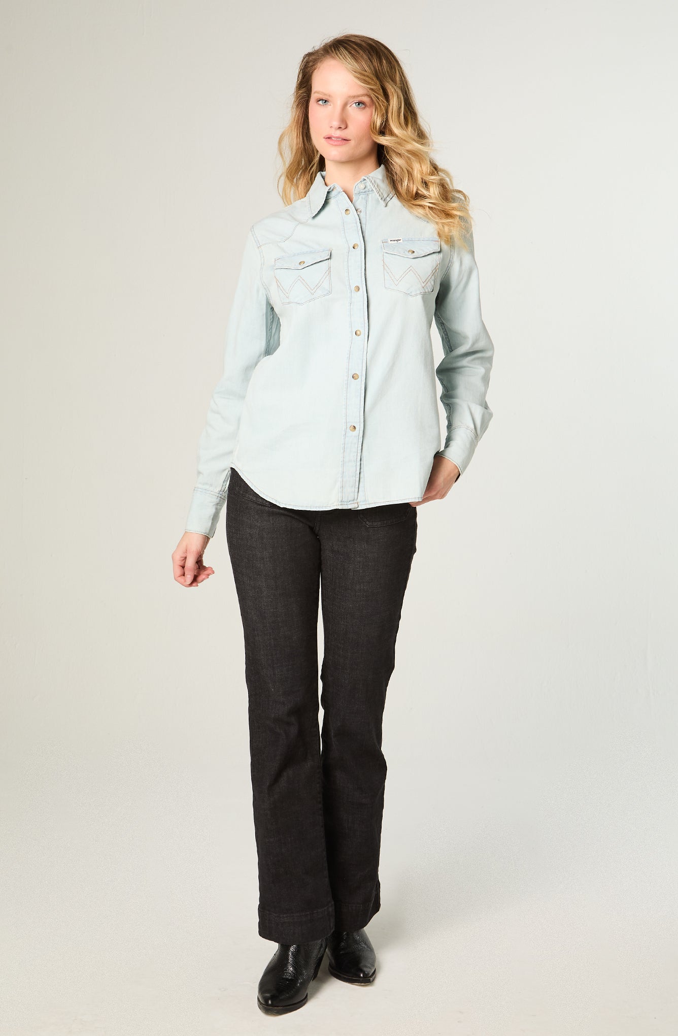 Camisa Mujer Denim Celeste
