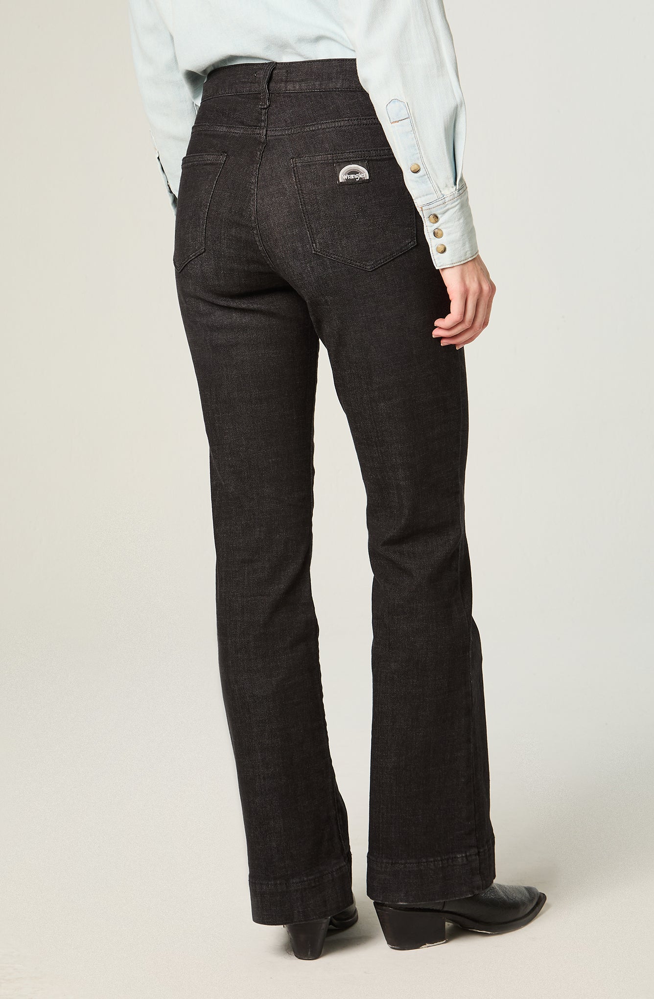 Jeans Mujer Boot Cut Retro Mid Rise Negro