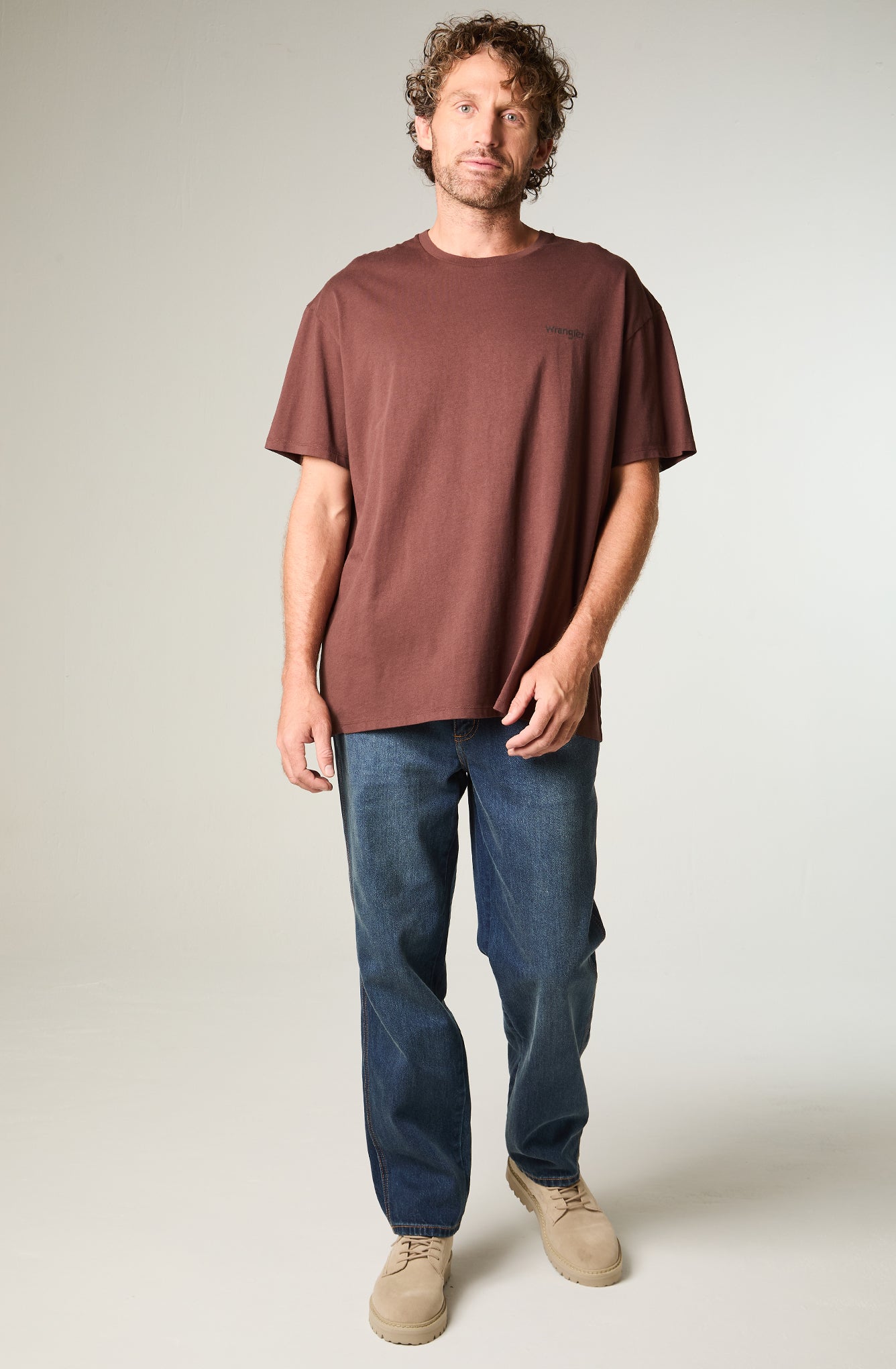 Polera Hombre Vintage Tee Regular Café