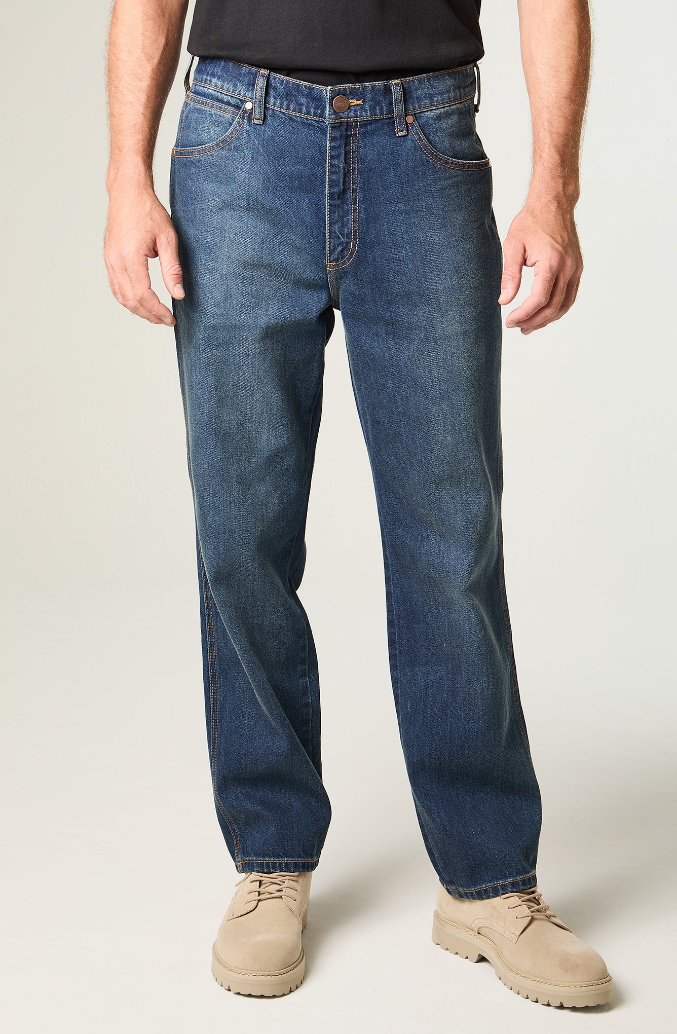 Jeans Hombre Frontier Relax Straight Tiro Medio Azul