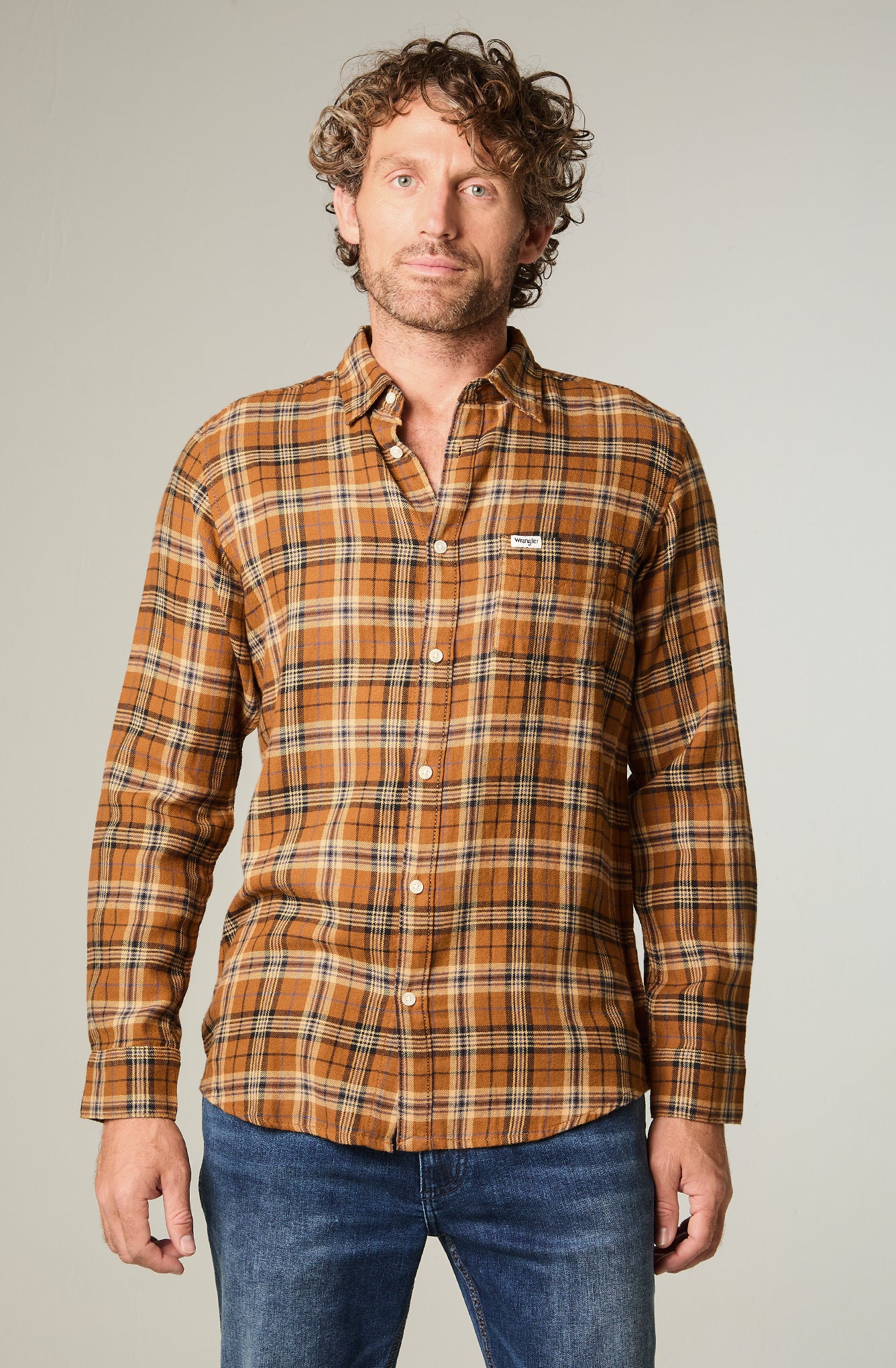 Camisa Hombre 1 Pocket Flannel Regular Café