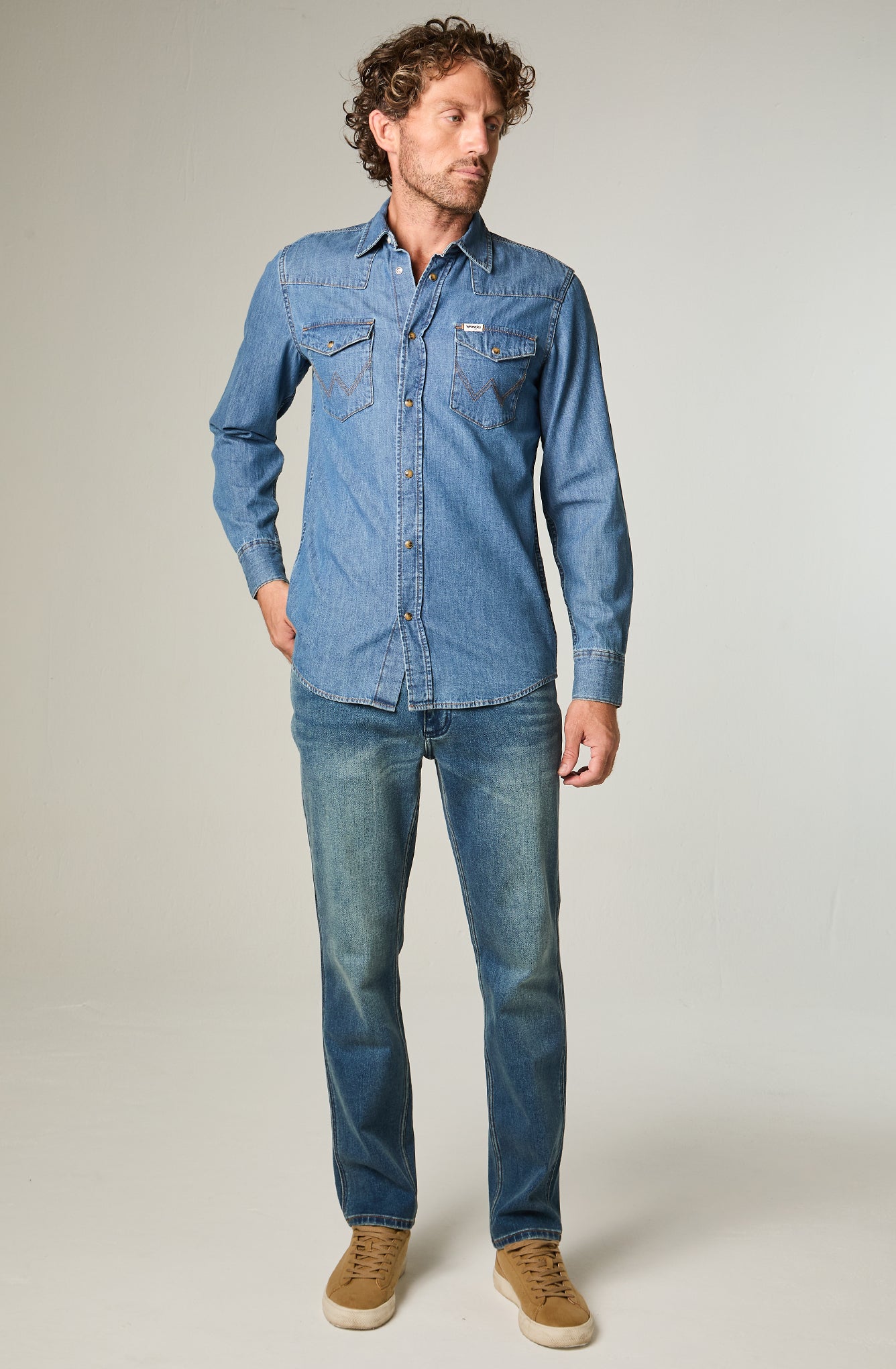 Camisa Hombre Denim Ml Mid