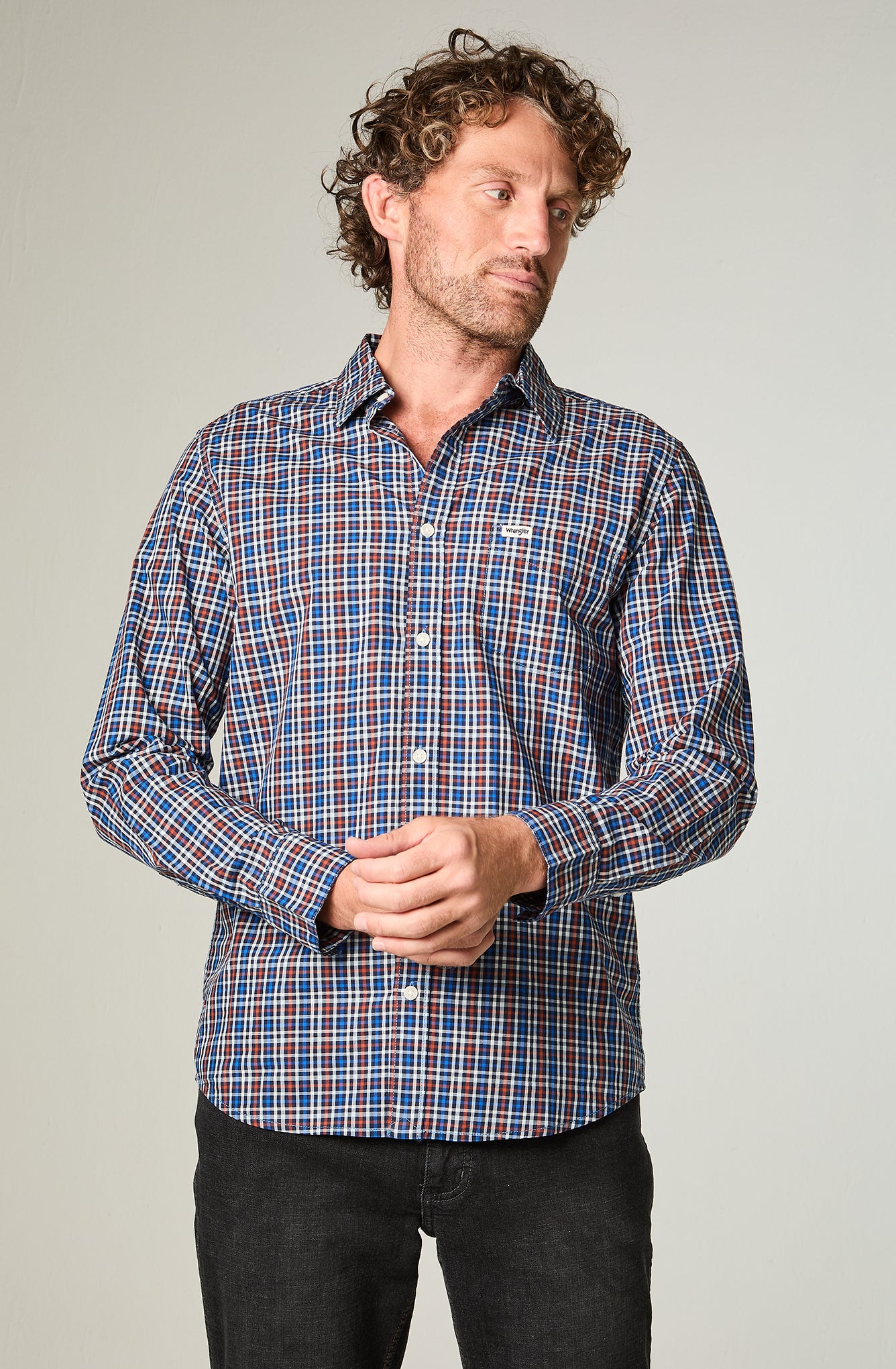 Camisa Hombre 1 Pocket Poplin Regular Azul