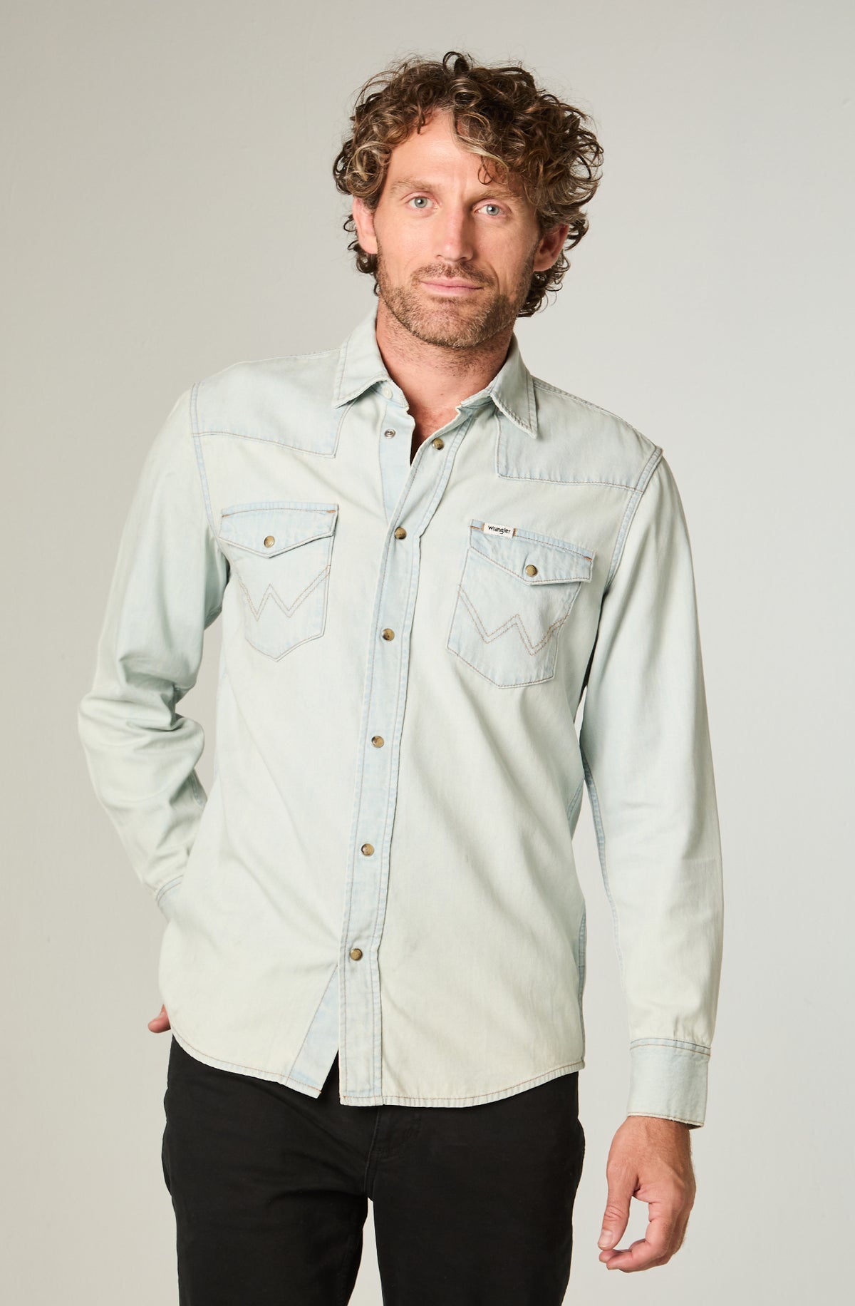 Camisa Hombre Denim Ml Lt