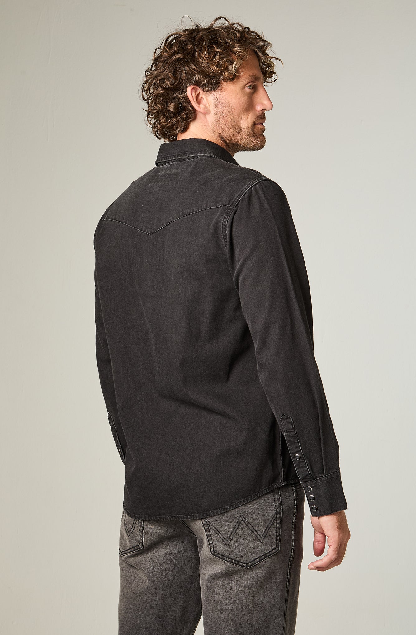 Camisa Hombre Denim Ml Black