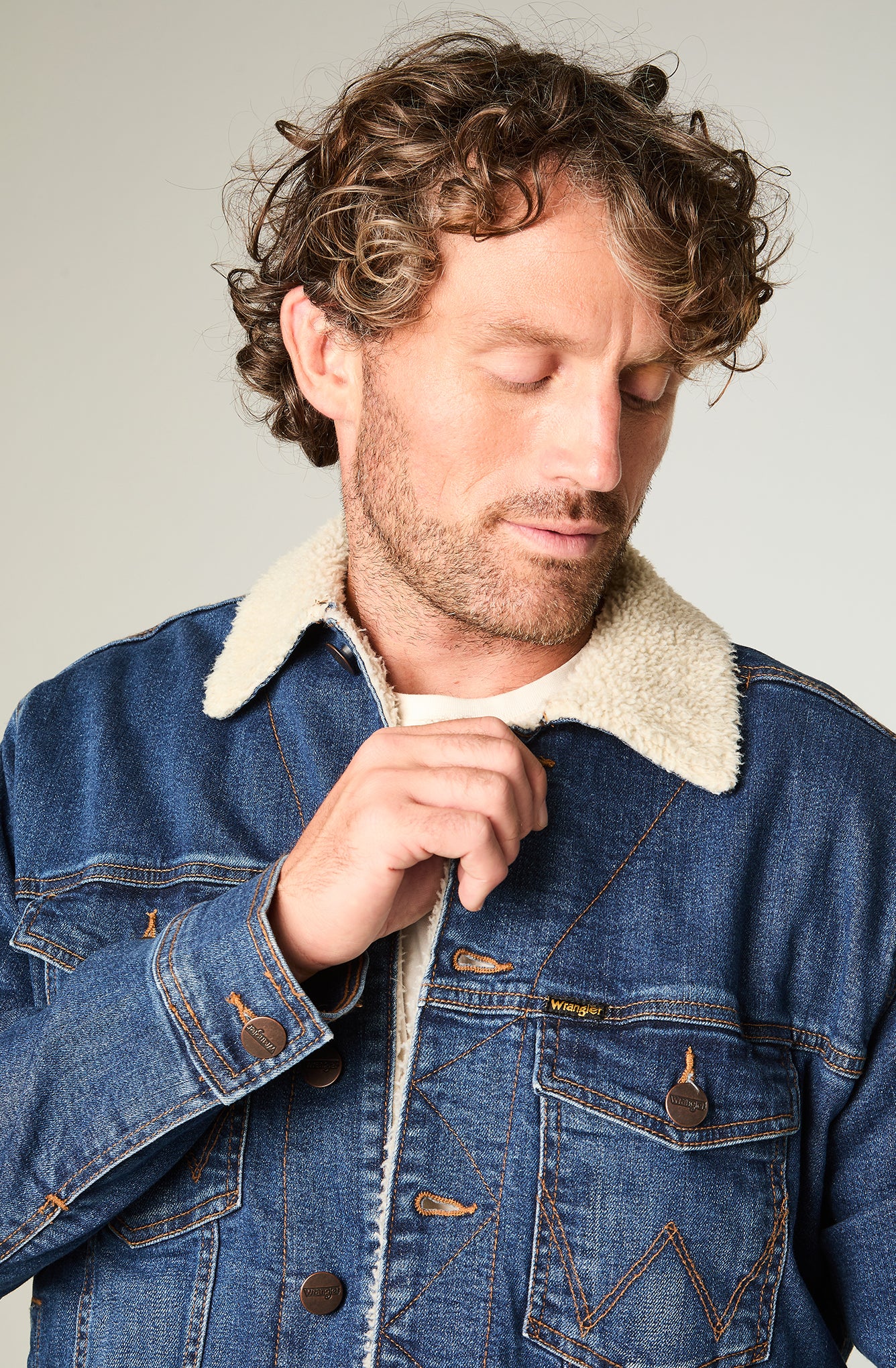 Chaqueta Denim Sherpa Hombre Azul