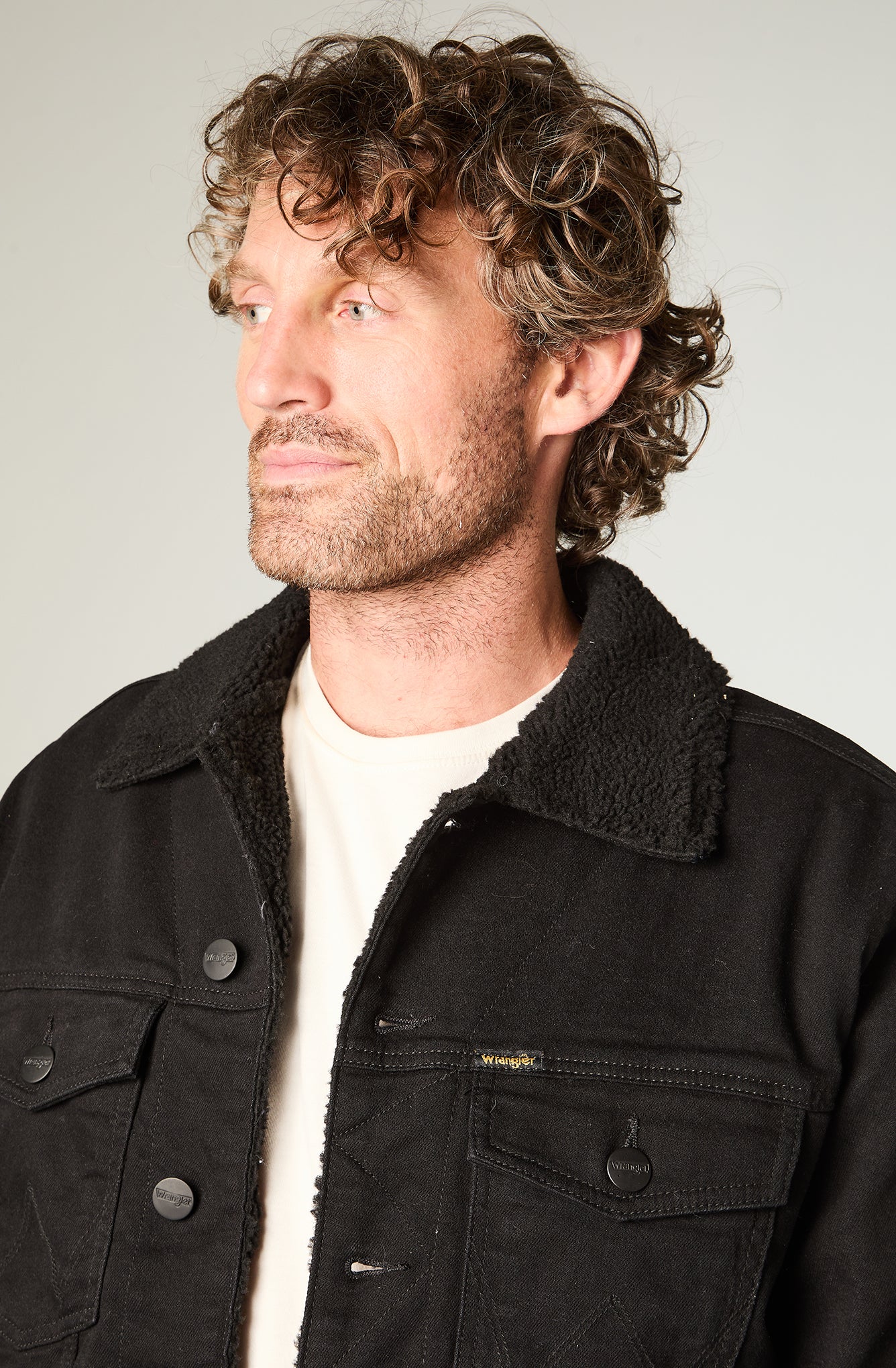 Chaqueta Denim Sherpa Hombre Negra