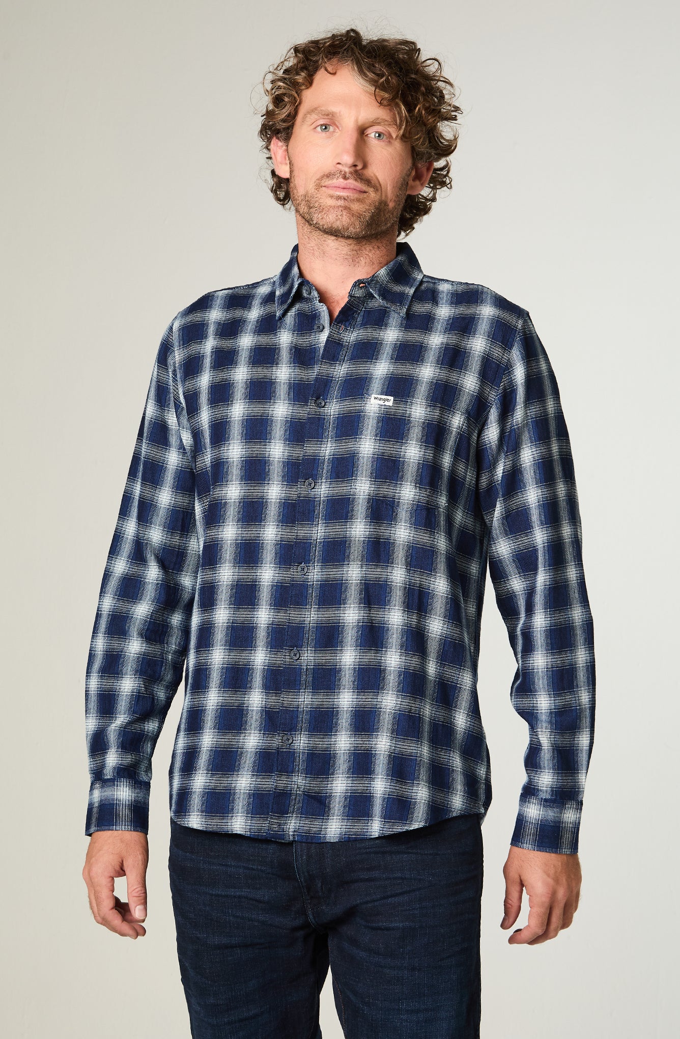 Camisa Hombre Cuadros Azul