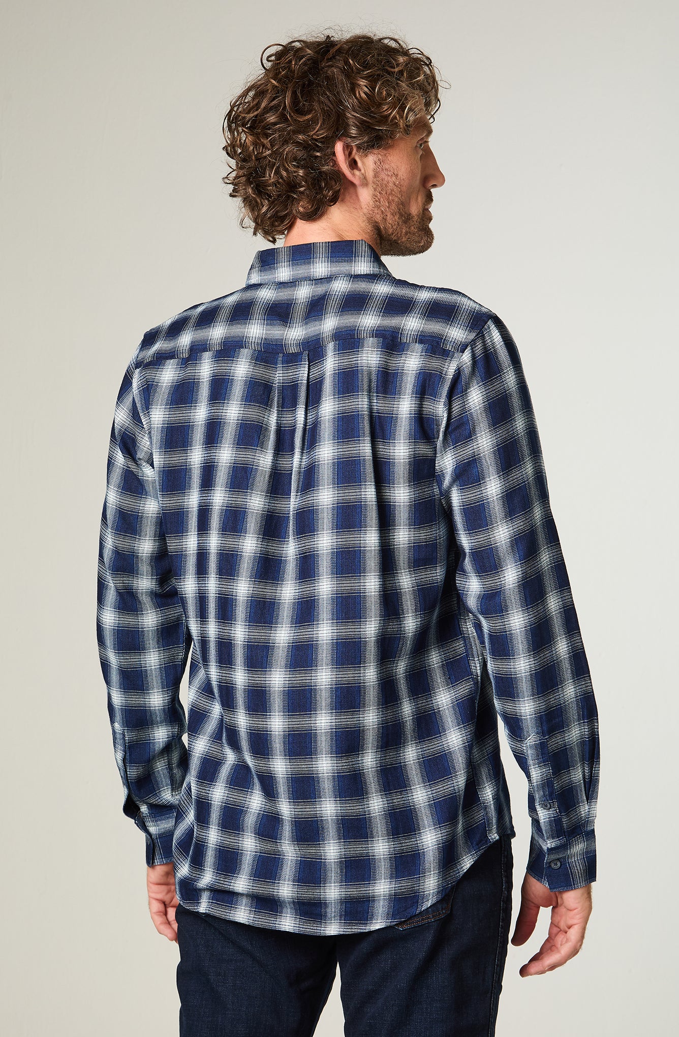 Camisa Hombre Cuadros Azul
