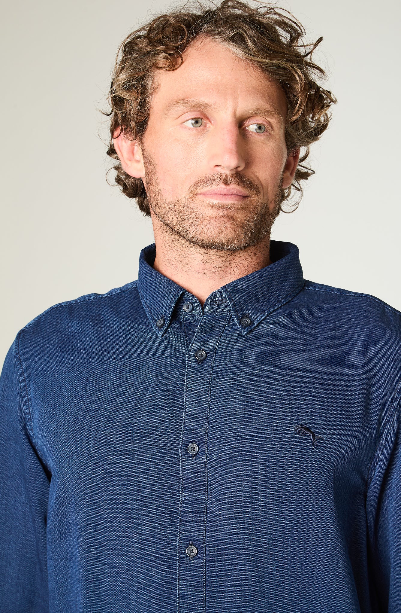 Camisa Hombre Denim Azul