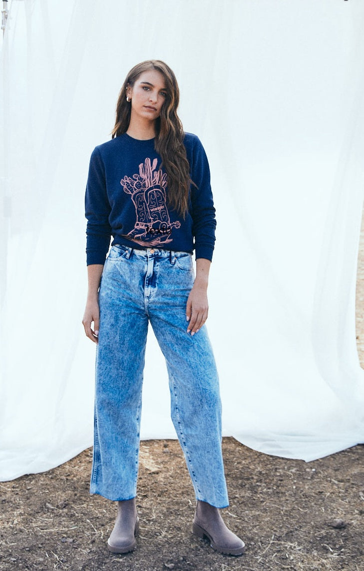 Jeans Mujer Tiro Alto Barrel Baggy Fit Let It Go