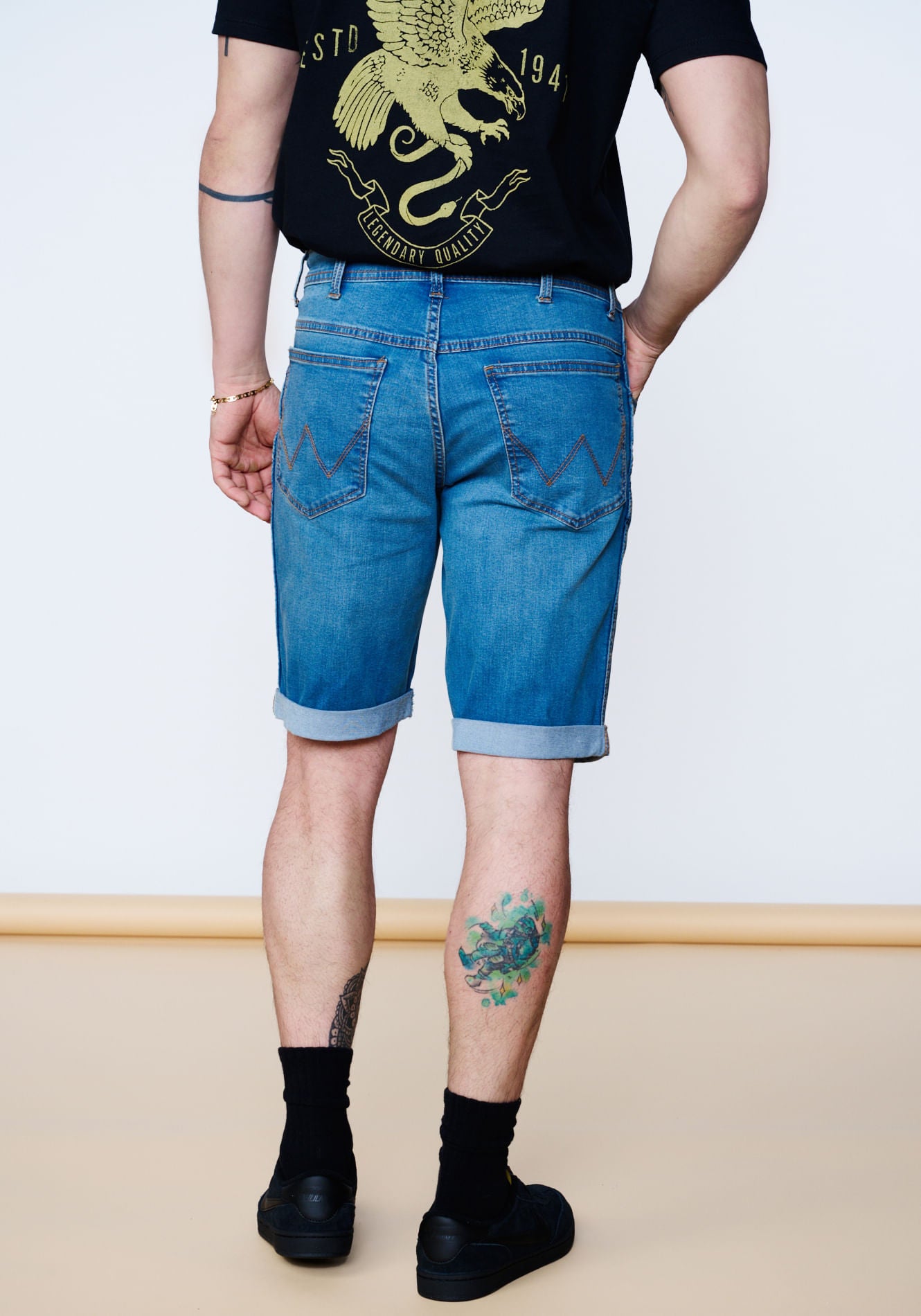 Short Tiro Alto Denim Mid Stone
