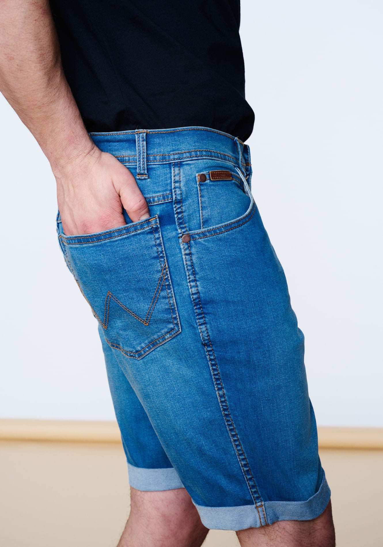 Short Tiro Alto Denim Mid Stone