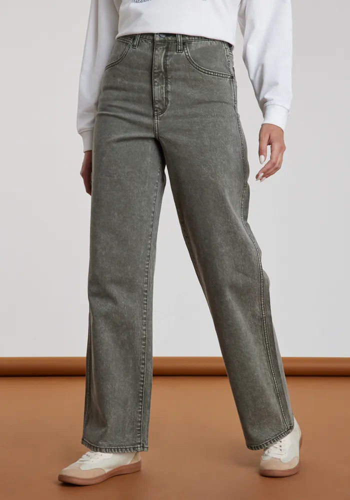 Jeans Mujer Tiro Alto Mom Dirty Grey