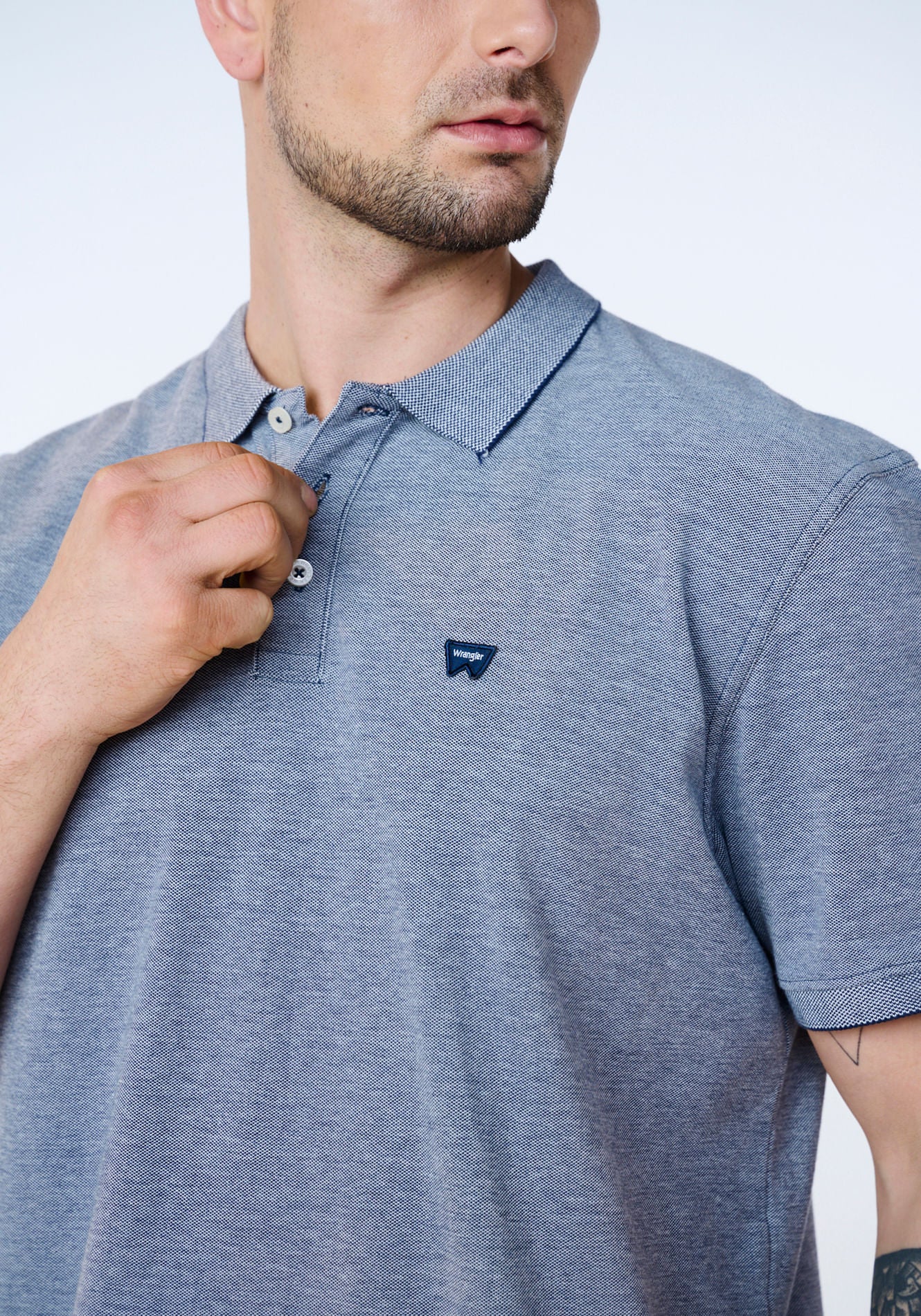 Polera Refined Polo Oxford Pique White With Navy Tipping