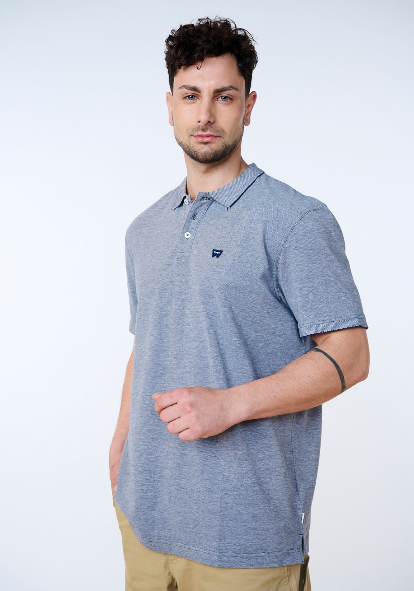 Polera Refined Polo Oxford Pique White With Navy Tipping