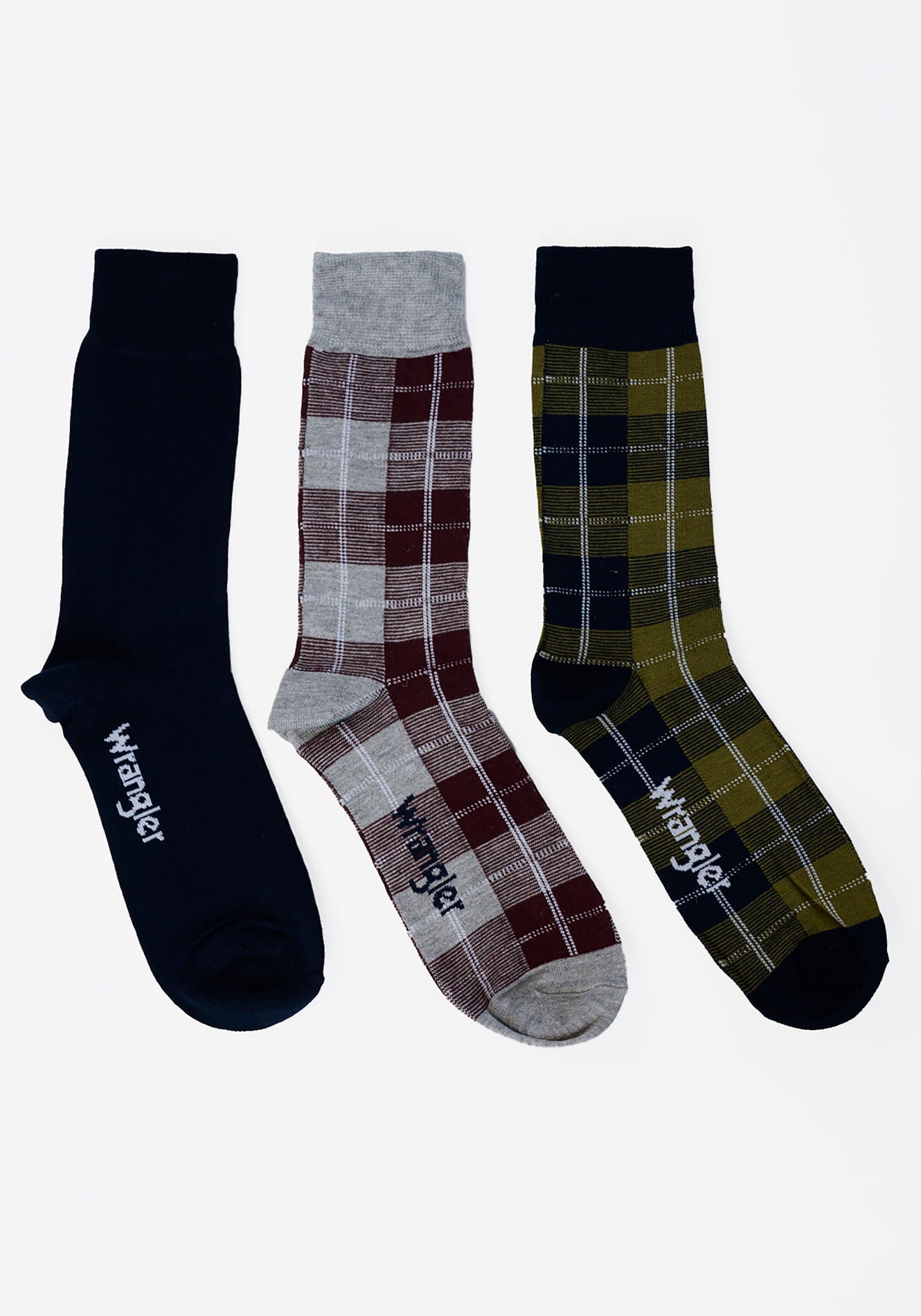 Tri Pack Calcetines Raeburn Grey Marl Check/Olive Check