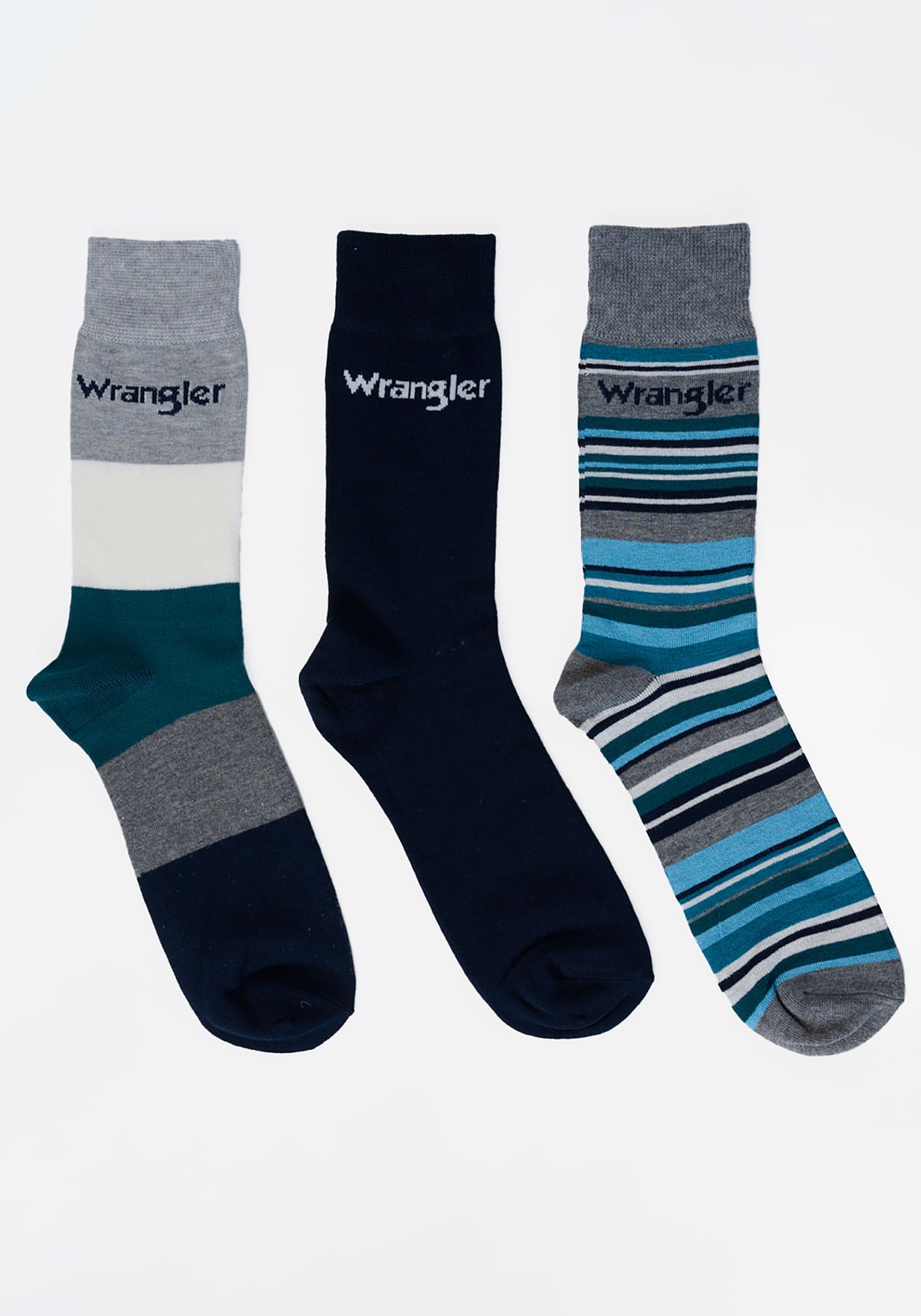 Tri Pack Calcetines Grey Marl/Teal Stripes