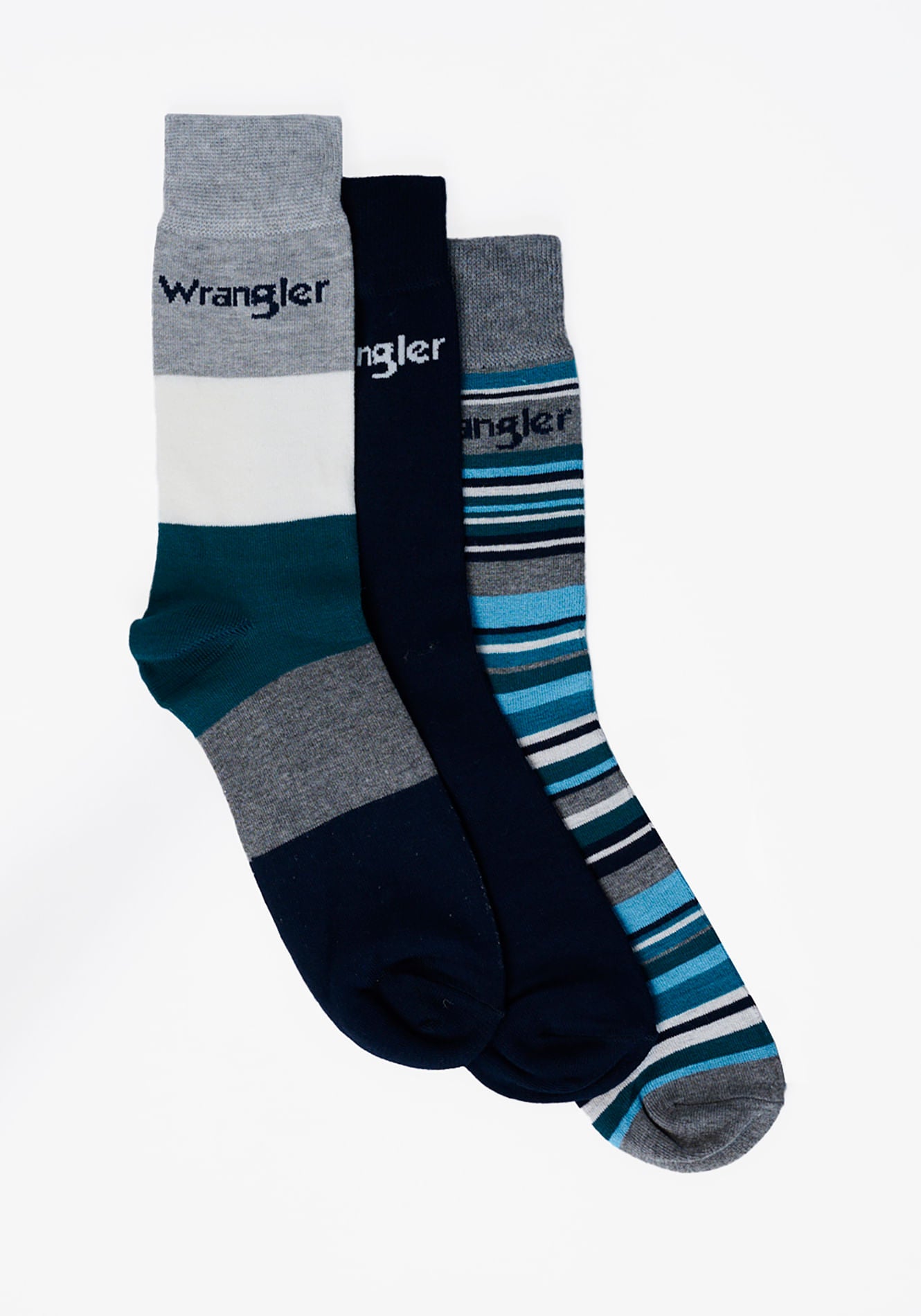 Tri Pack Calcetines Grey Marl/Teal Stripes
