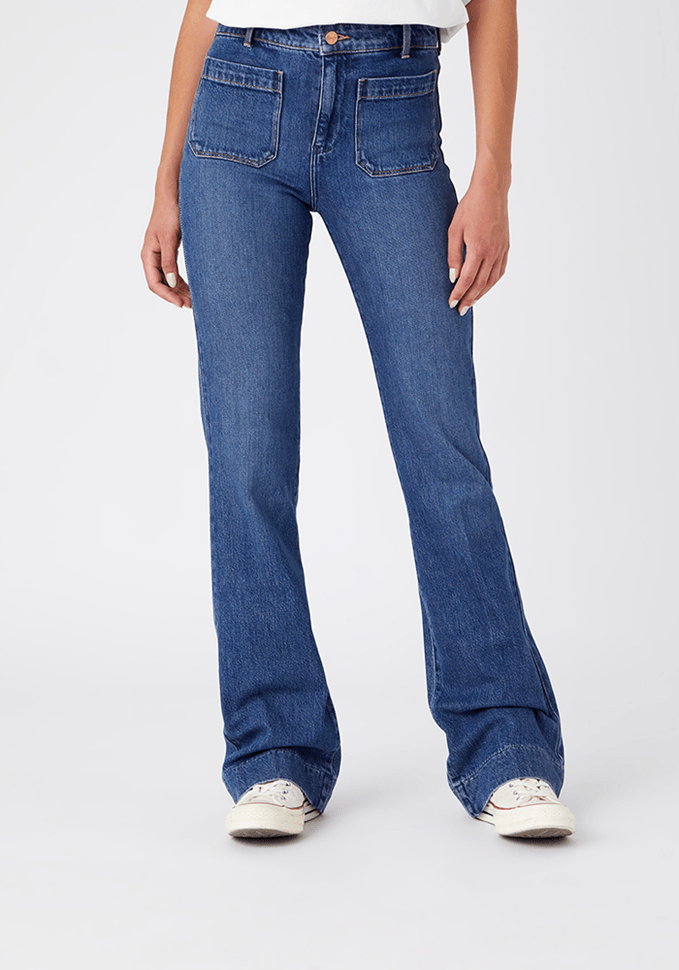 Jeans Mujer Tiro Alto Summer Flare Fit We Care Night Shift
