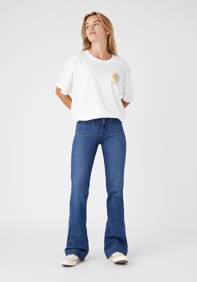 Jeans Mujer Tiro Alto Summer Flare Fit We Care Night Shift