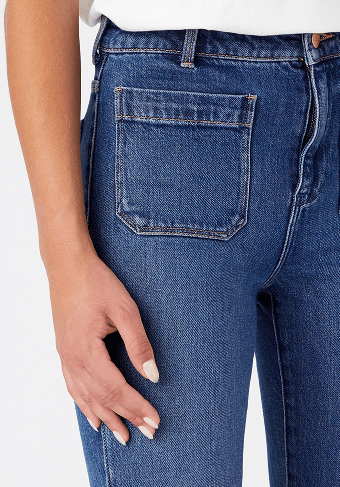 Jeans Mujer Tiro Alto Summer Flare Fit We Care Night Shift