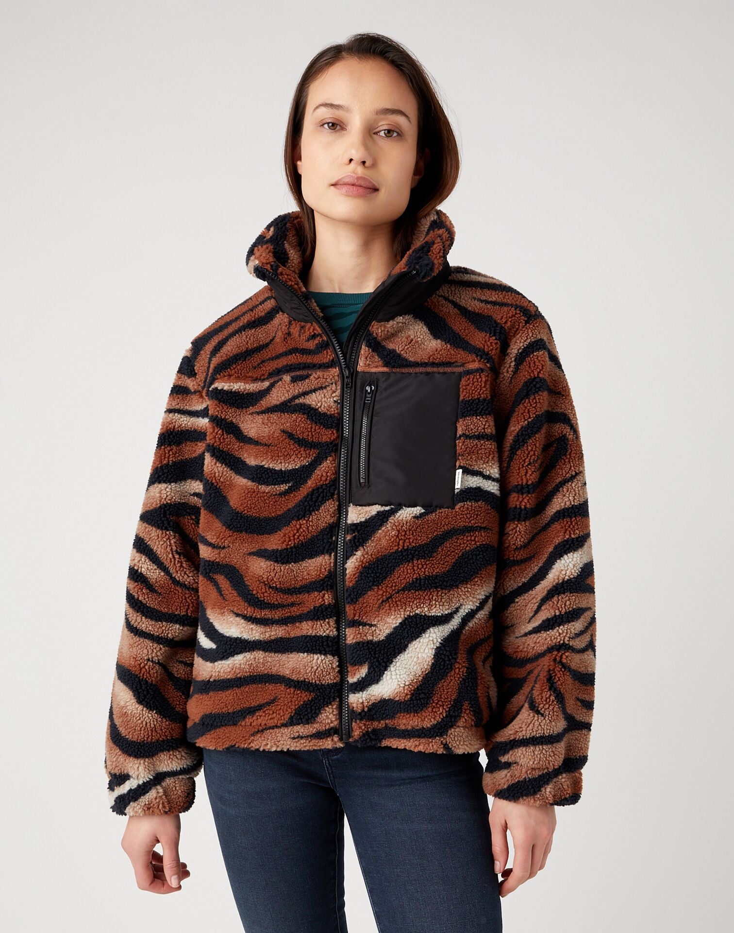 Chaqueta Mujer Sherpa Zip Through Pony Brown