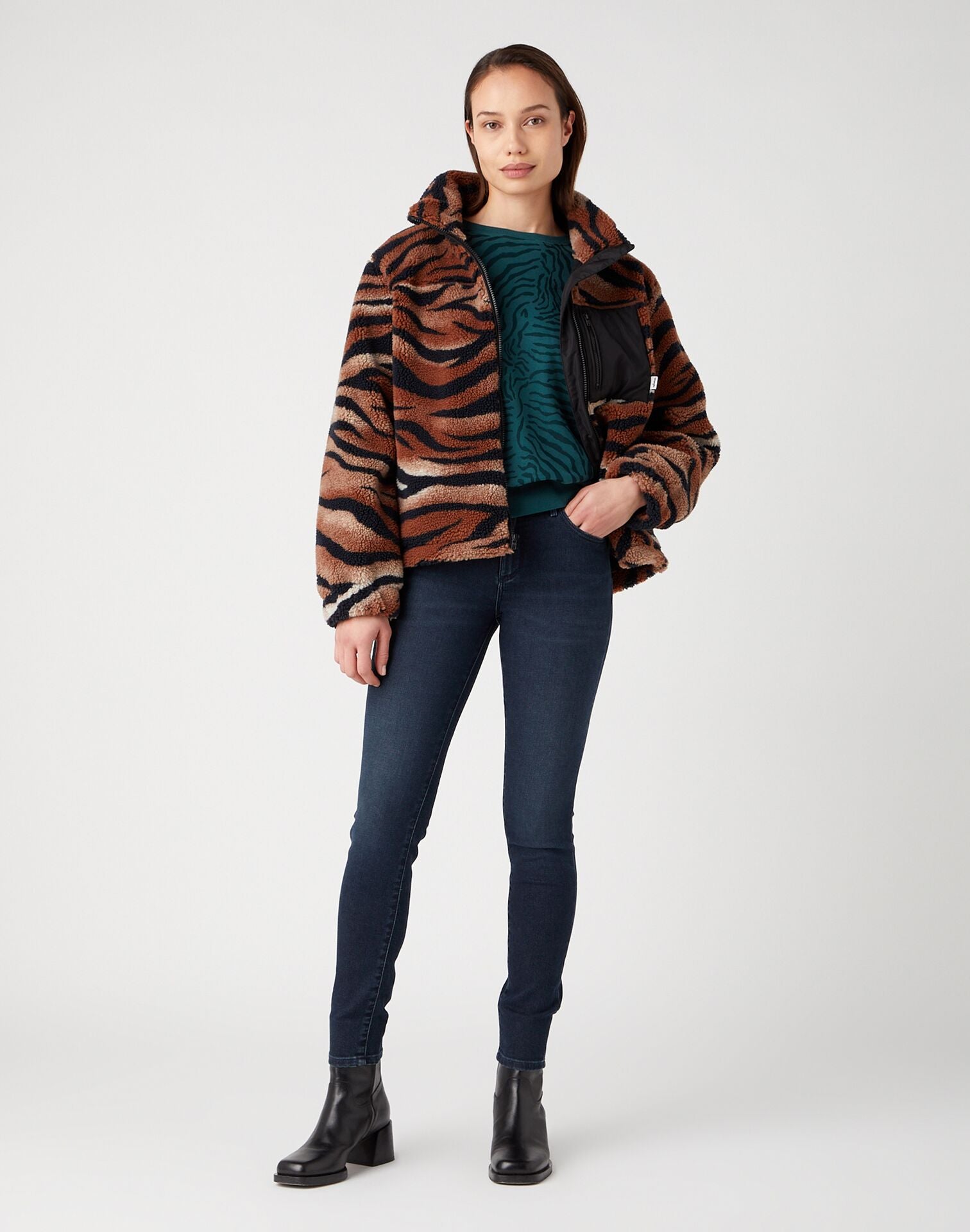 Chaqueta Mujer Sherpa Zip Through Pony Brown