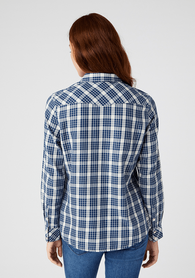 Camisa Mujer Western Check Medieval Blue
