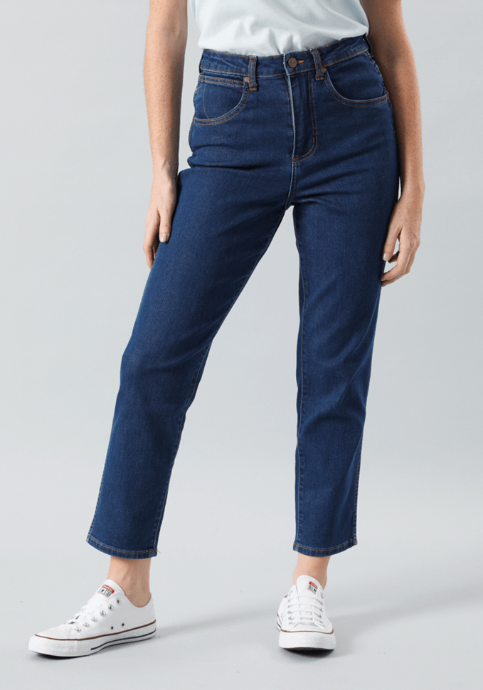 Jeans Mujer Tiro Alto Mom Fit We Care Static Dark