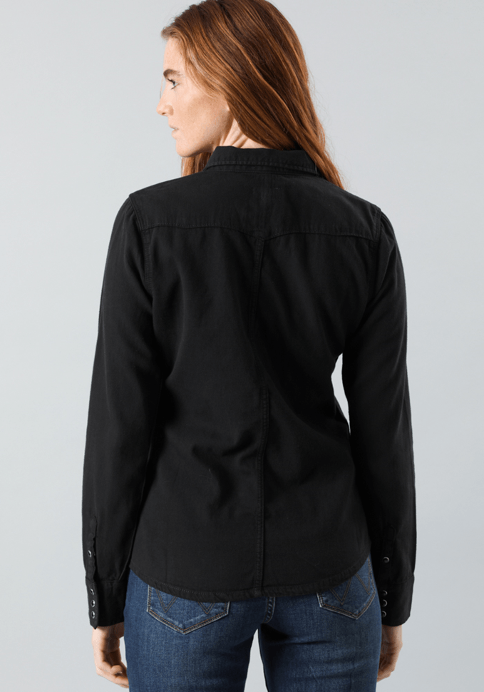 Camisa Mujer Shirt WRW Western Black Washed
