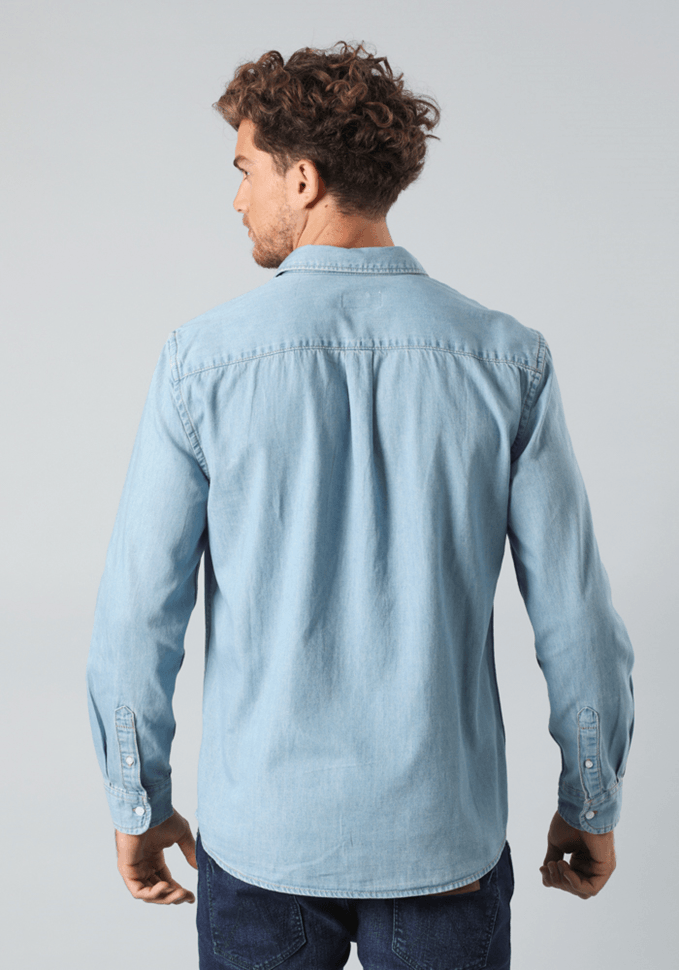Camisa Hombre 1 Pocket Button Down Light Indigo