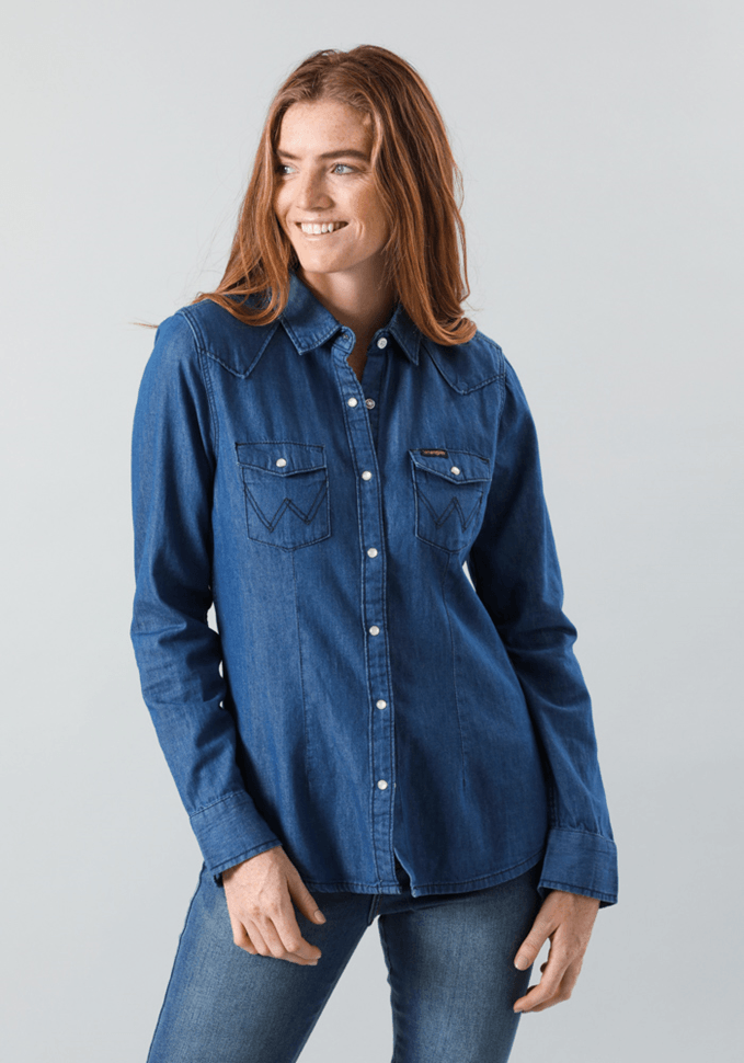 Denim Camisas Vaqueras Para Dama Wrangler Camisa De Mezclilla