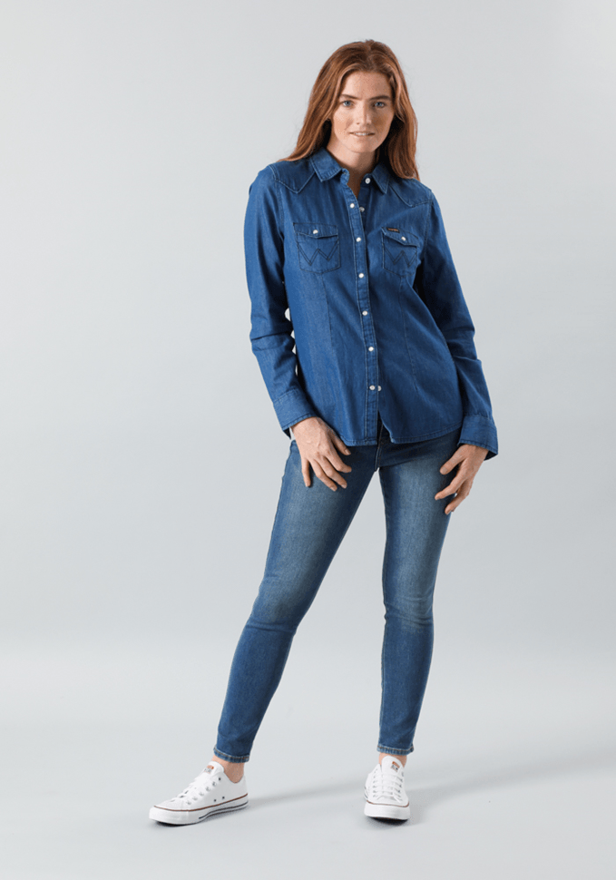Camisa Mujer Shirt Wrw Western Dark Indigo