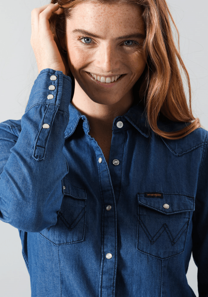 Camisa Mujer Shirt Wrw Western Dark Indigo