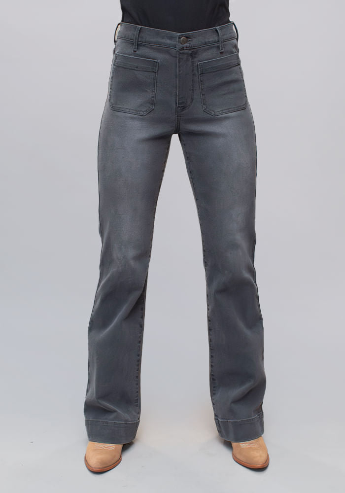 Jeans Tiro Alto Flare Fit Black Soft Smoke