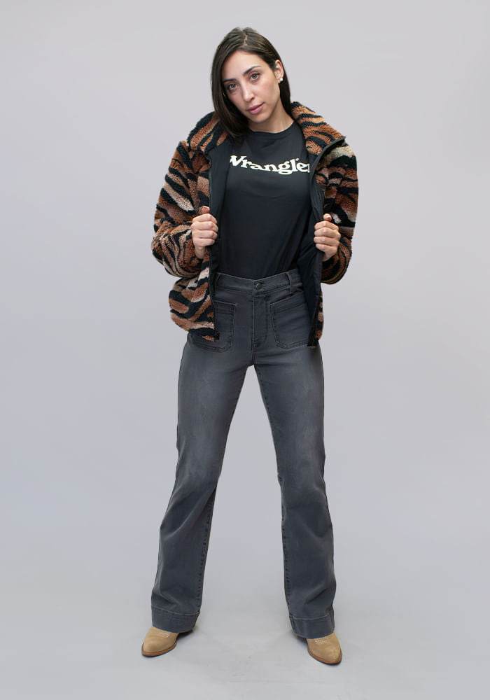 Jeans Tiro Alto Flare Fit Black Soft Smoke