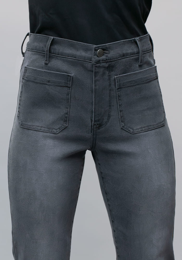 Jeans Tiro Alto Flare Fit Black Soft Smoke
