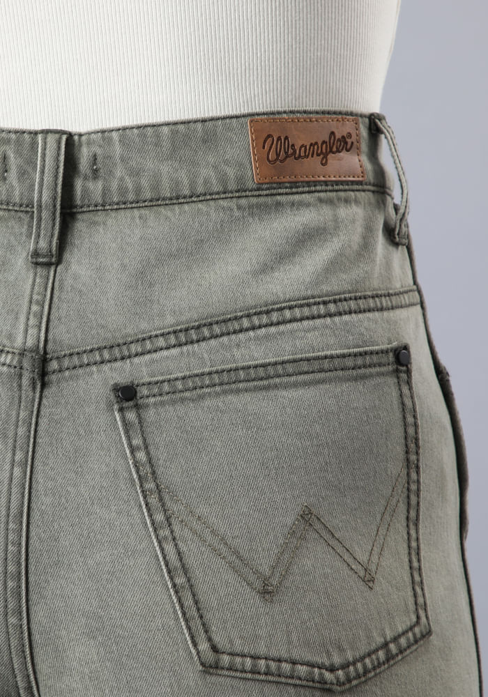 Jeans Mujer Tiro Alto Mom Relaxed Dirty Vintage Green