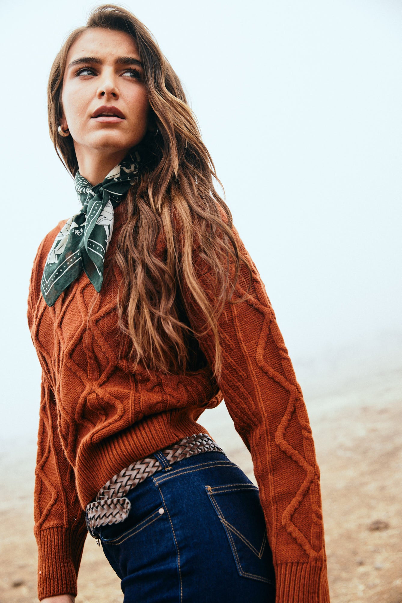 Sweaters Mujer Cable Knit Sweater Gingerbread