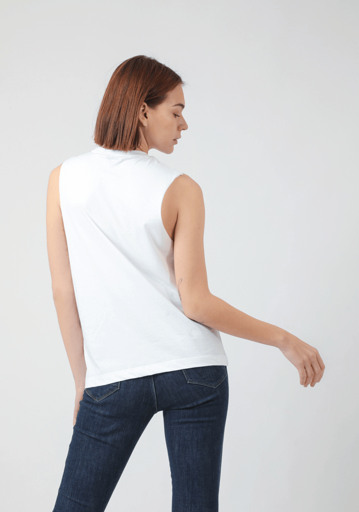 Polera Sleeveless Logo Tee Off White