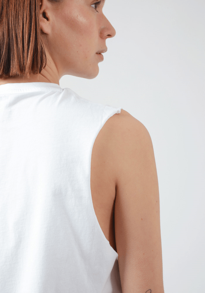 Polera Sleeveless Logo Tee Off White