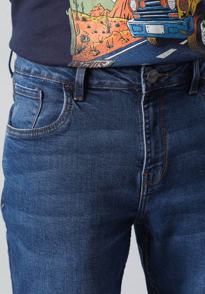 Jeans Hombre Slim Straight Fit Mid