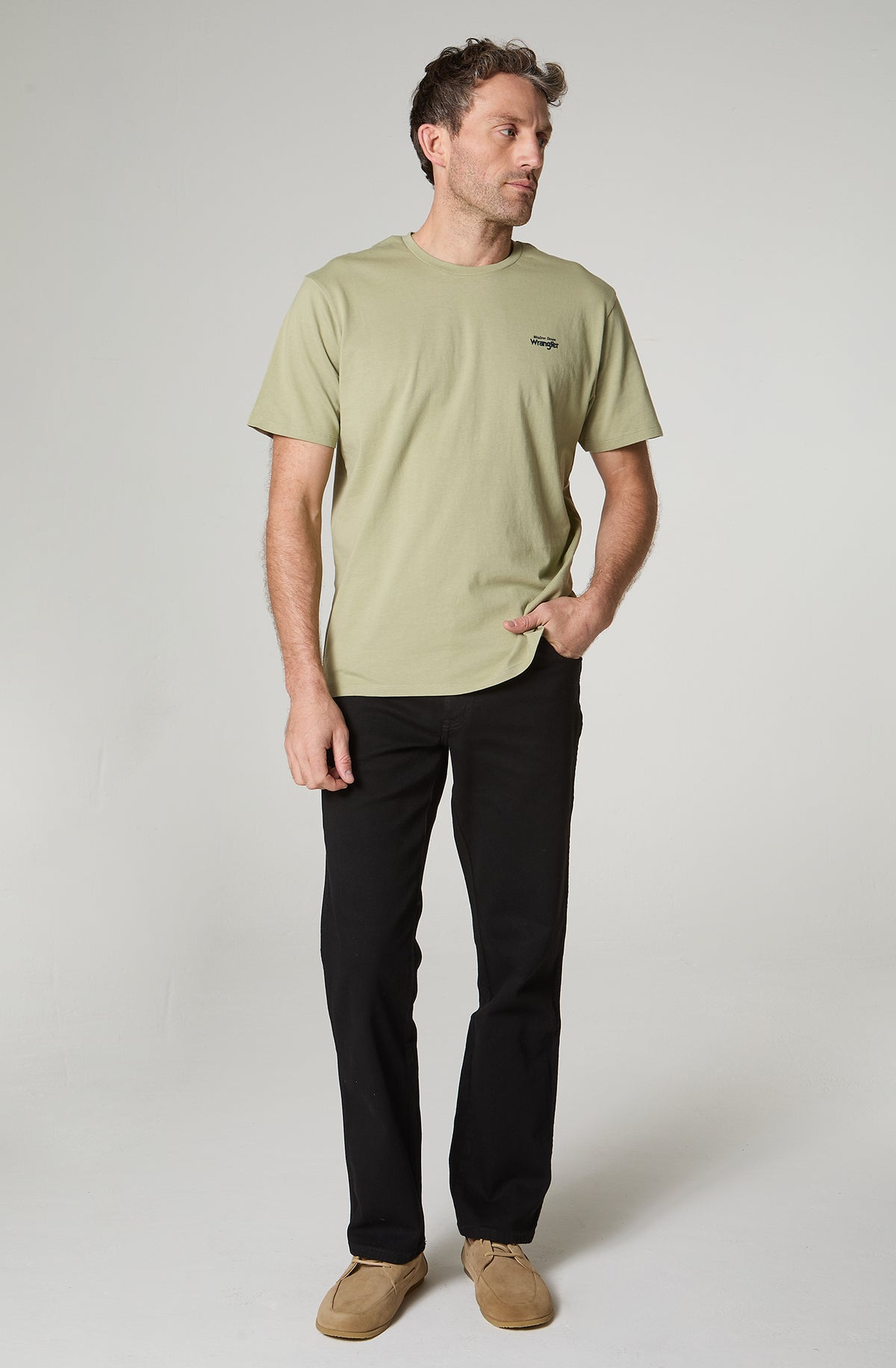 Polera Hombre Cuello Redondo Manga Corta Regular Fit 100% Cotton Verde Claro