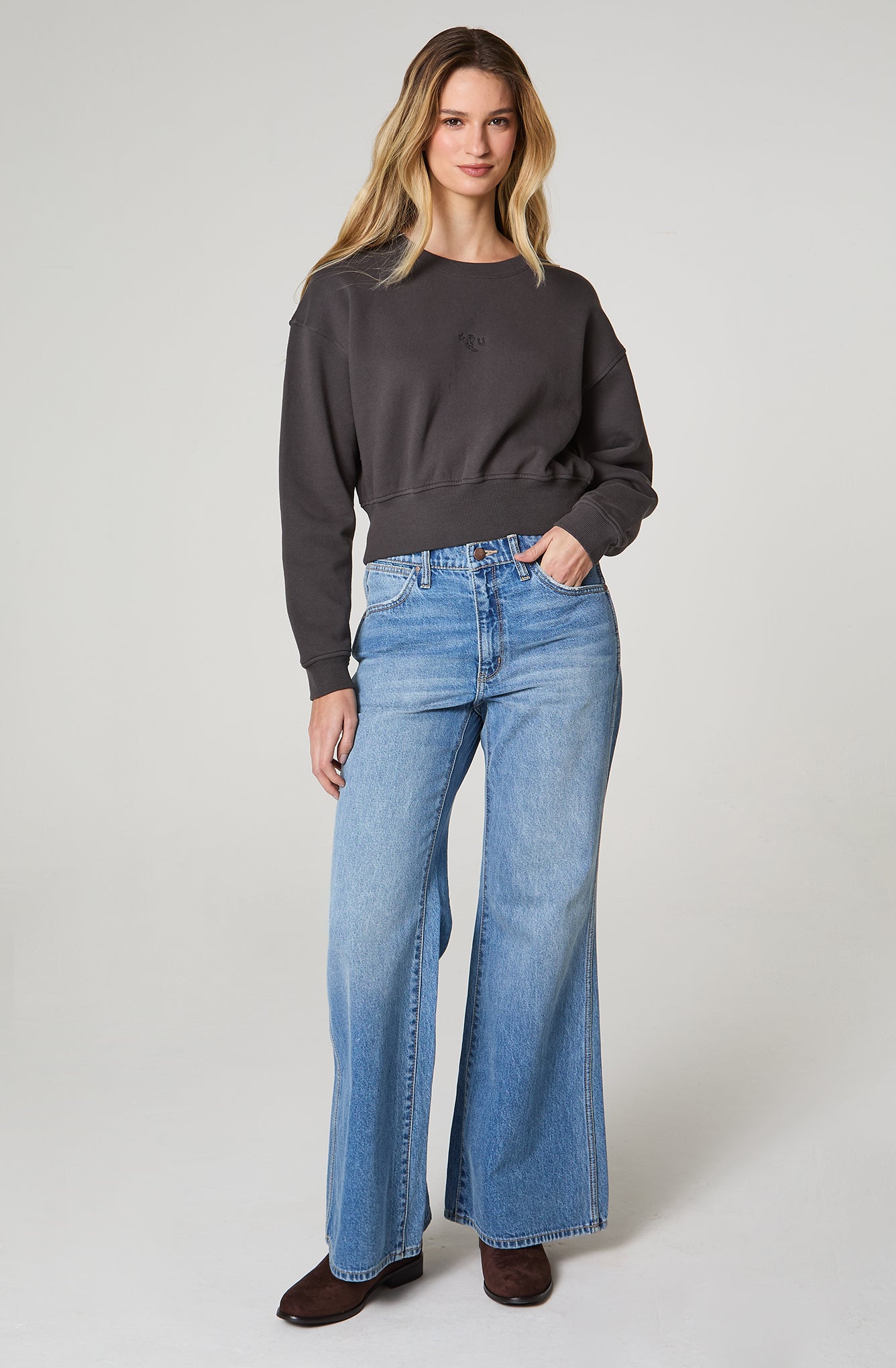 Poleron Mujer Cuello Redondo Relaxed Fit Negro