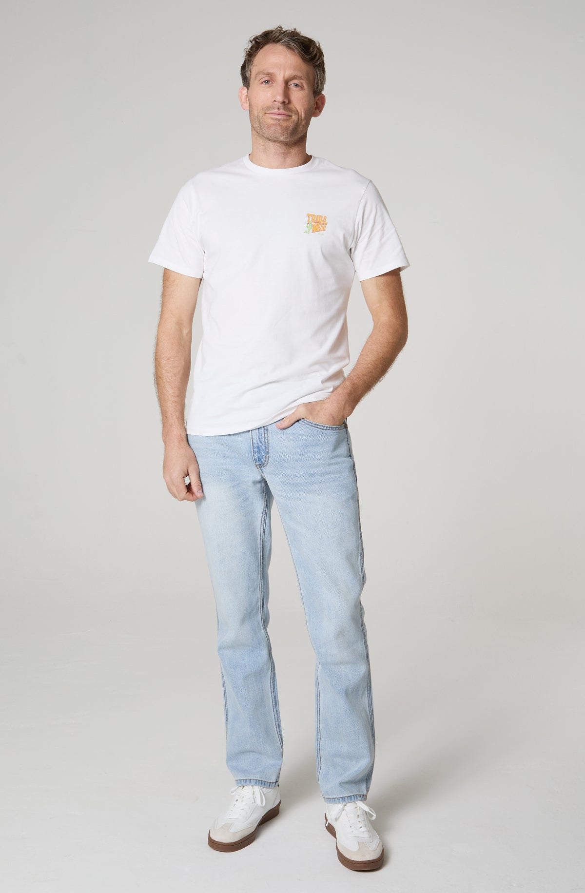 Polera Hombre Cuello Redondo Manga Corta Blanco